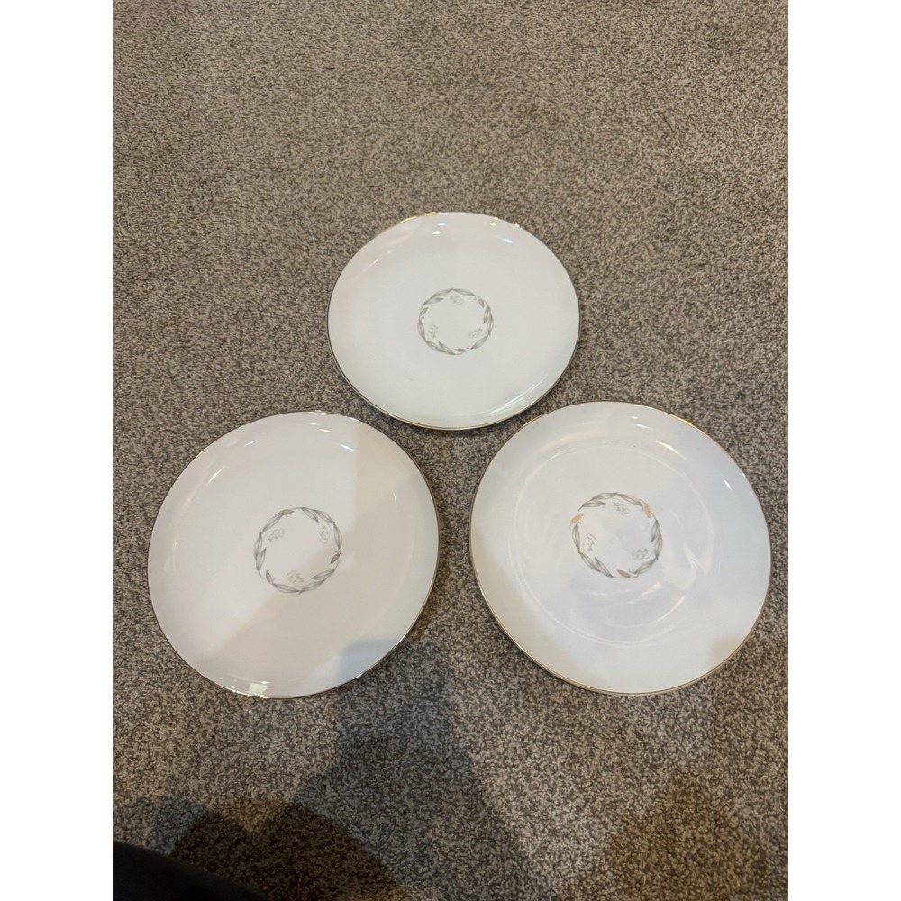 VTG Kaysons Fine China Golden Fantasy Dinner Plates White Gold Trim Set of 3